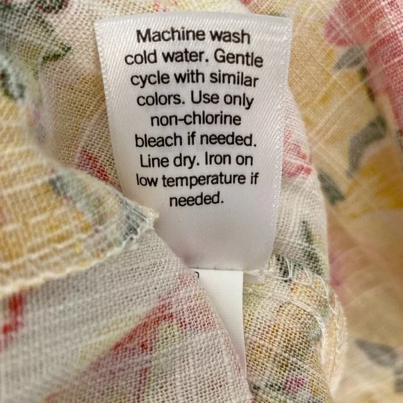 LAUREN CONRAD Midi Dress Ruffles Sleeveless Floral Yellow Pink Green Women L - Picture 11 of 11